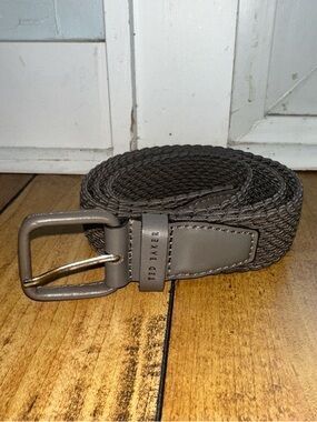Ted Baker Brown Woven Men’s Belt with Leather Trim M/L